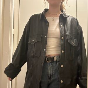 vintage large 100% real leather jacket!!